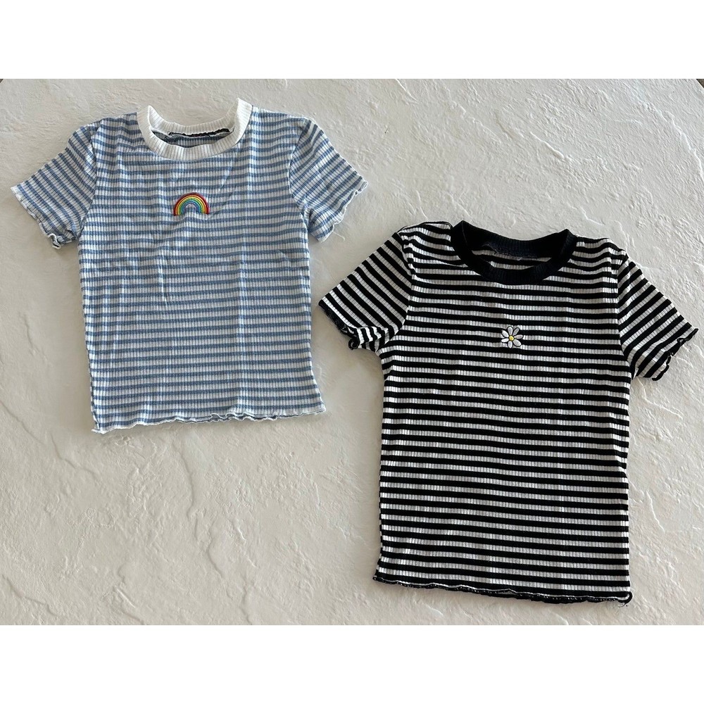 Bundle of 2 Striped Cropped Tee
